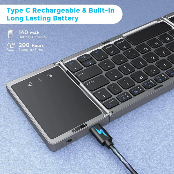 Pocket Foldable Bluetooth Touchpad Keyboard